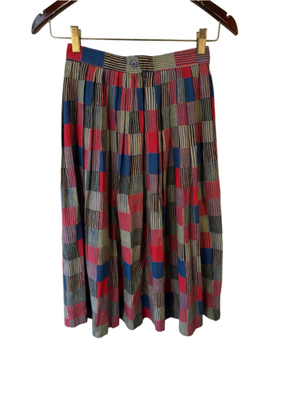 Vintage 80s 90s Plaid Midi Skirt in Red and Blue Size 8 Boho Cottagecore - Picture 3 of 10